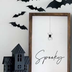 Letrero de madera espeluznante, arte de la pared de Halloween, decoración de Halloween, decoración de pared espeluznante, decoración minimalista de Halloween, letrero de madera de Halloween, Halloween Chic