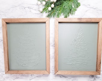 Set of Two Textured Winter Trees, Winter Decor, Textured Tree Art, Winter Tree Art, Holiday Wall Decor, Winter Wall Decor, Tree Wall Art