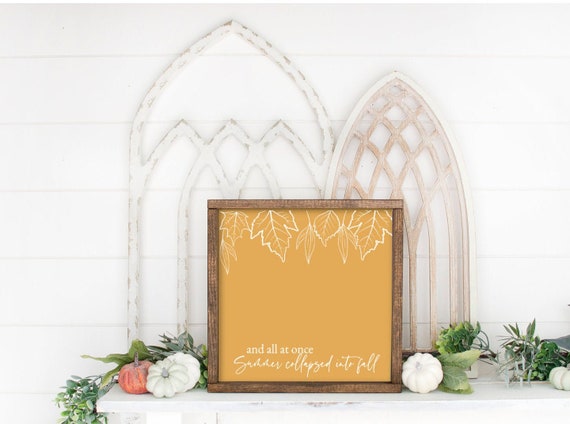 Fall Wall Signs, Fall Mantle Decor, Fall Signs with Leaves, Seasonal Wall Decor, Wood Fall Sign, Farmhouse Fall Wall Decor, Large Fall Sign