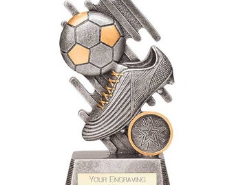 Focus Football Boot & Ball Award Trofeo de plata grabado gratis