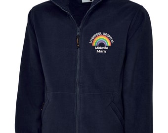 Rainbow Embroidered Logo Staff Uniform Fleece Jacket. Rainbow  Workwear Fleece