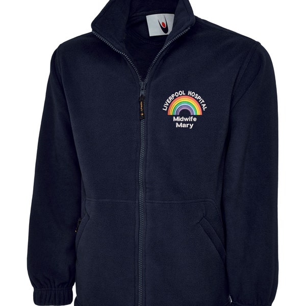 Rainbow Embroidered Logo Staff Uniform Fleece Jacket. Rainbow  Workwear Fleece