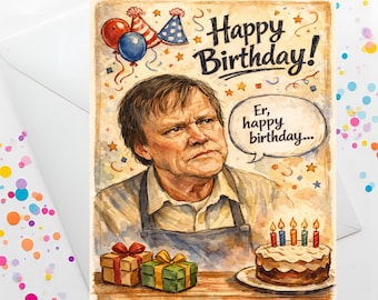 Tarjeta de cumpleaños en acuarela de Roy Cropper (descarga digital)