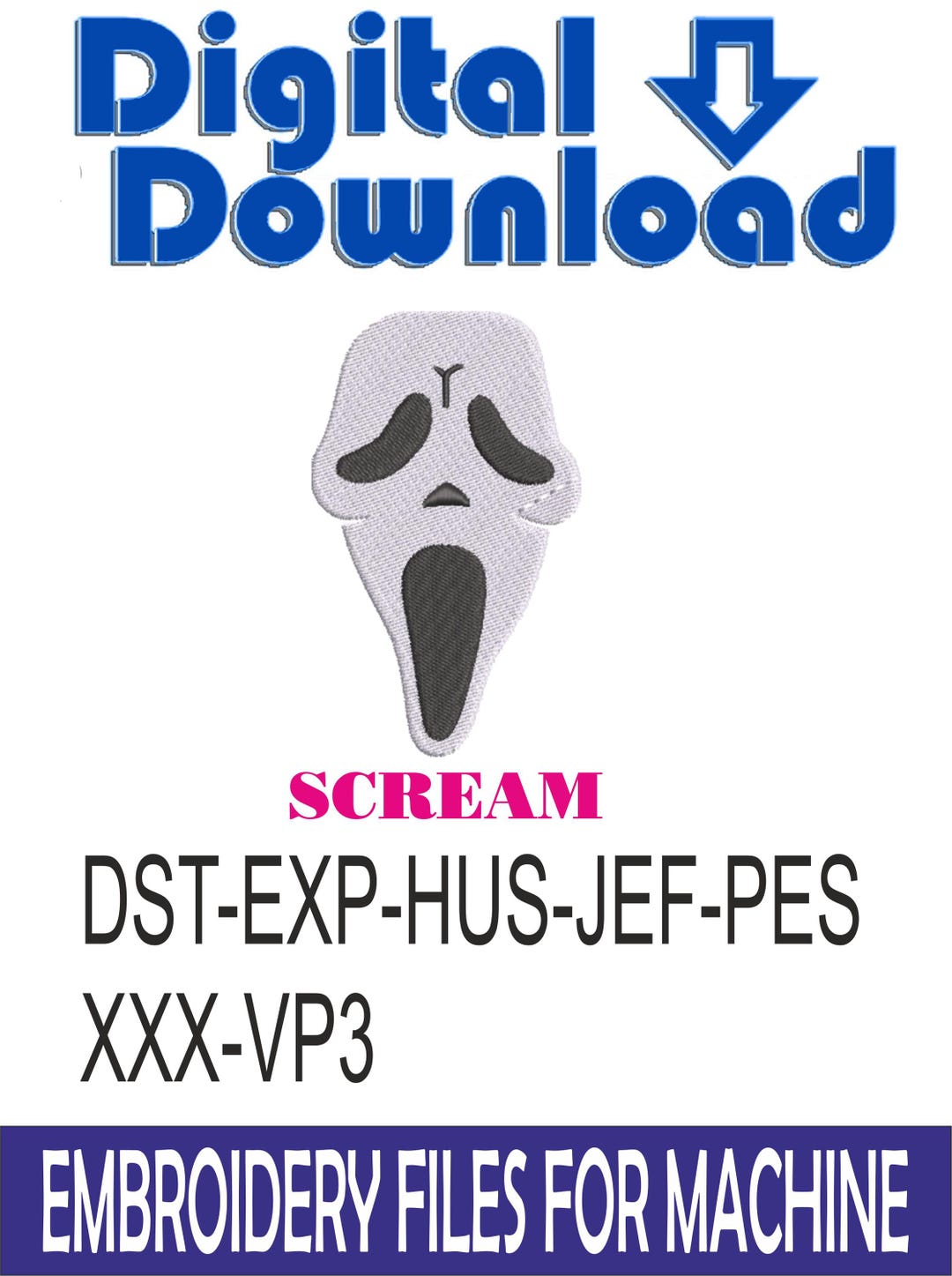Scream Mask Haloween Embroidery Design (instant Download) Digital ...