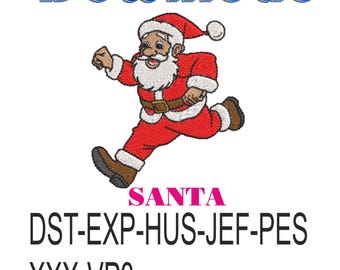 Diseño de bordado de Papá Noel corriendo (descarga instantánea) Patrón de bordado digital