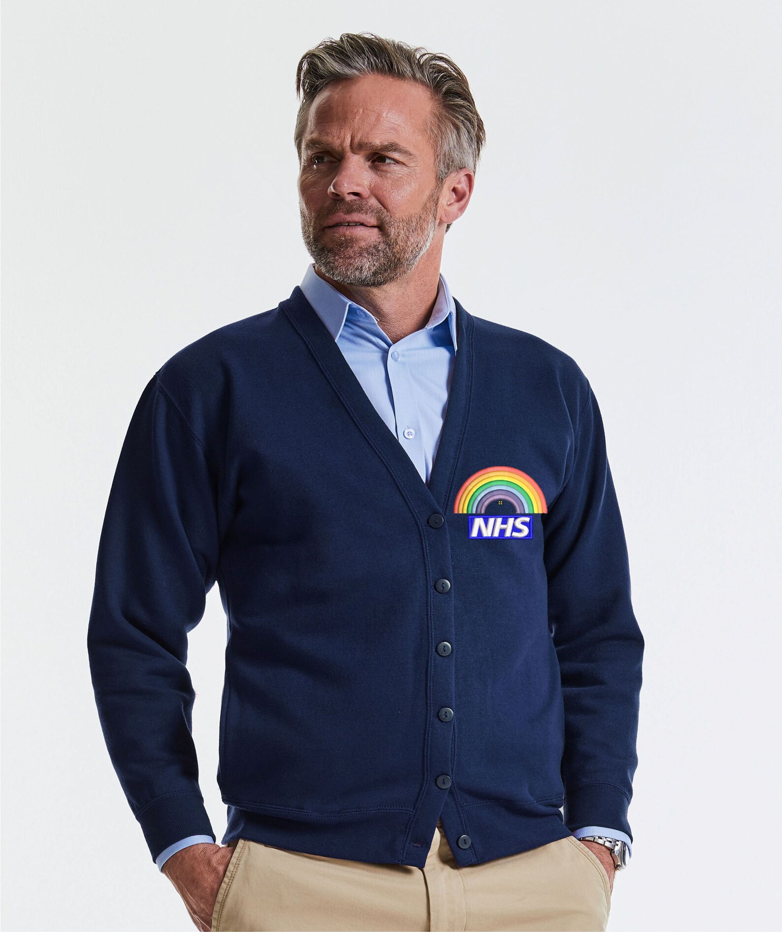 NHS Rainbow Embroidered Logo Staff Uniform CARDIGAN. NHS Etsy