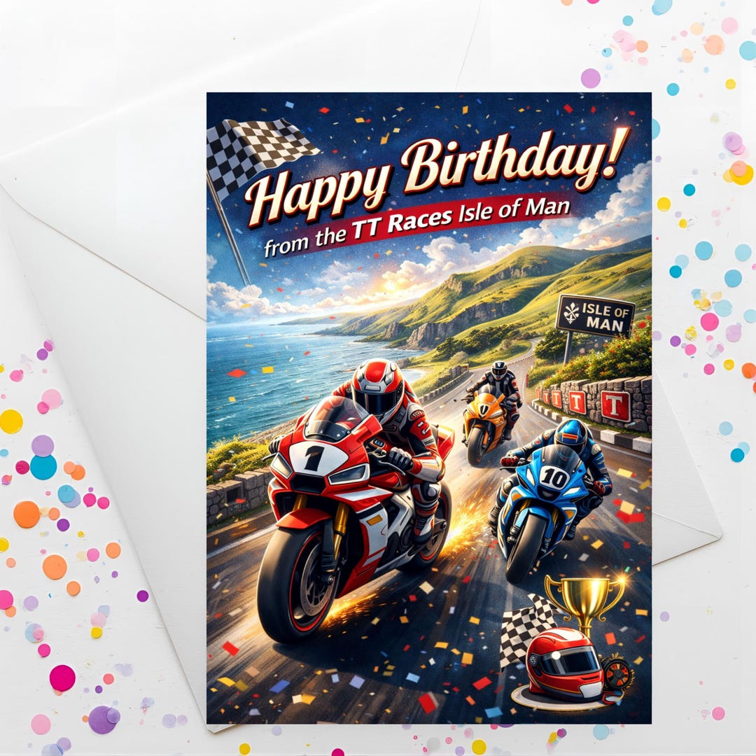 TT Races Happy Birthday, Colorful (digital Card) - Etsy