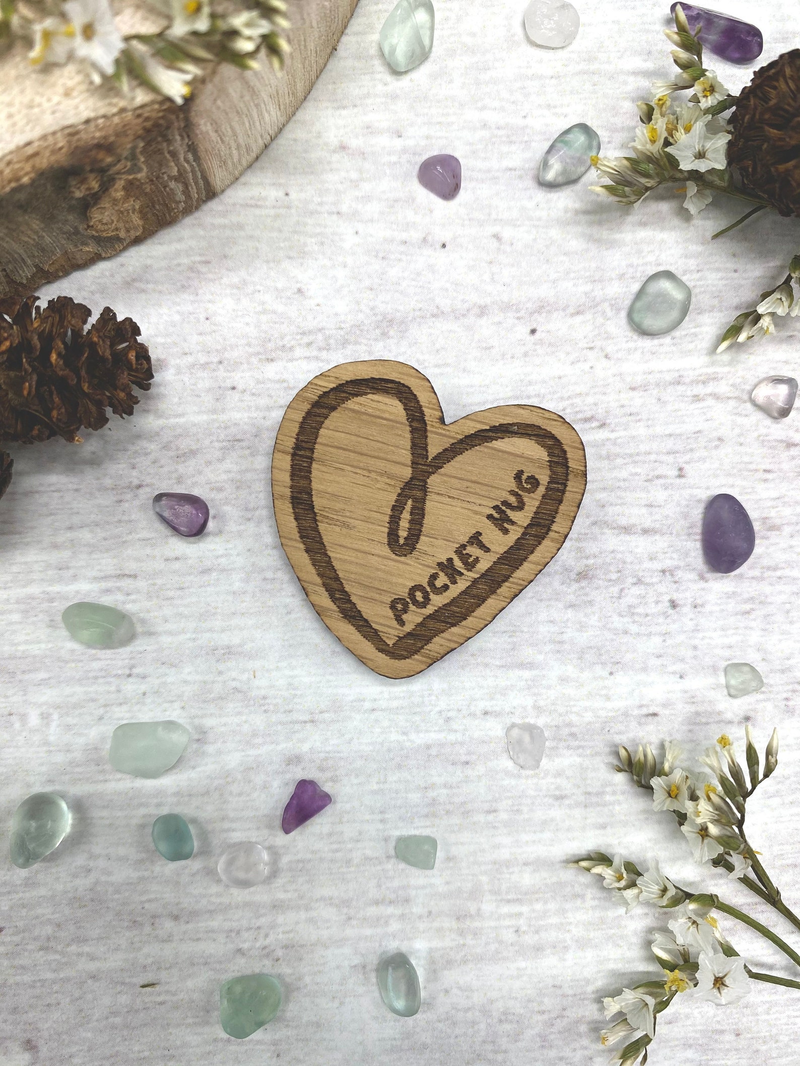 Wooden Heart Pocket Hug Engraved Wooden Token Isolation Etsy UK