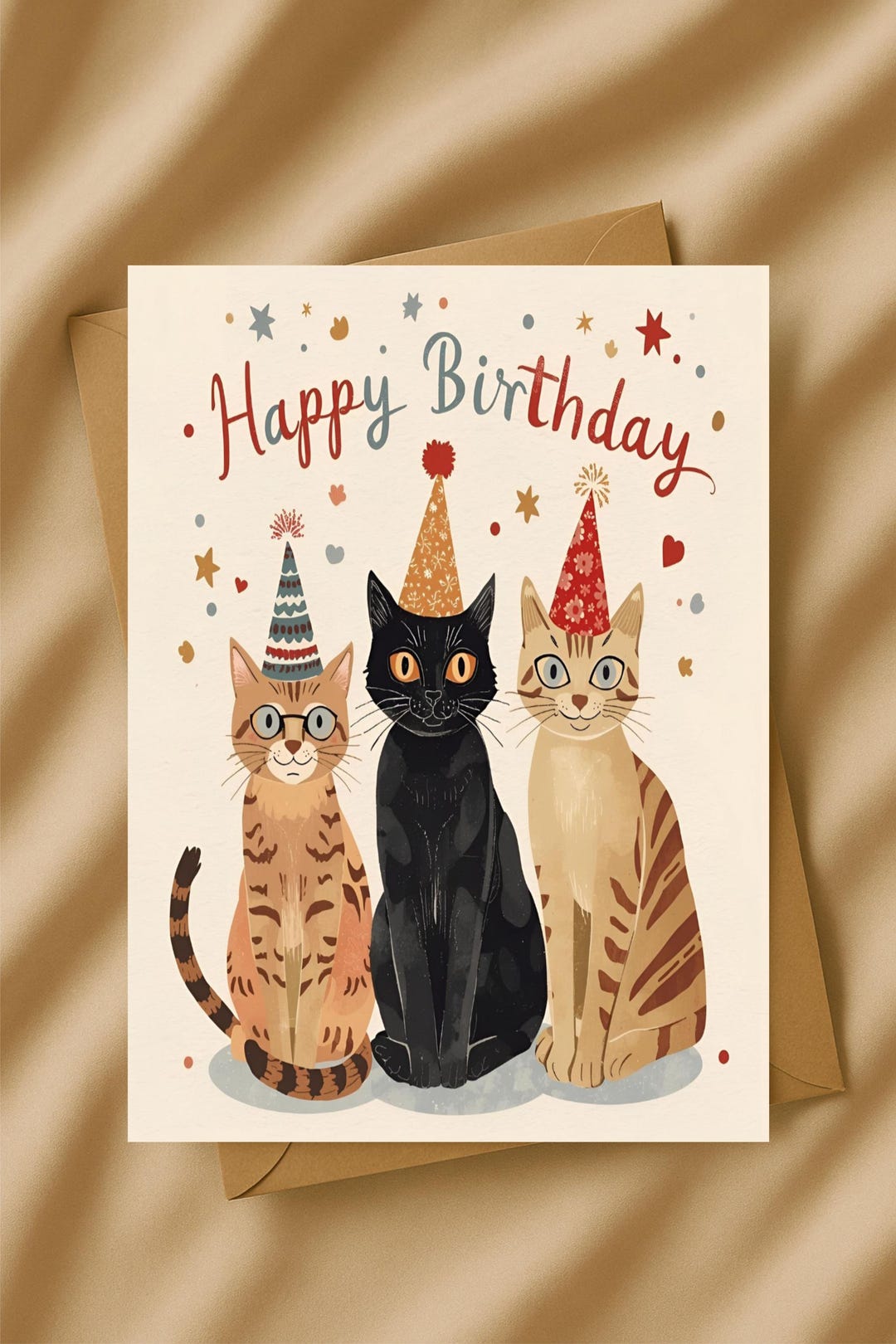 Cute Kittens Birthday Card, Colorful Design (digital Card) - Etsy