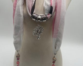Blush Elm - Open with Caps Scarf Necklace