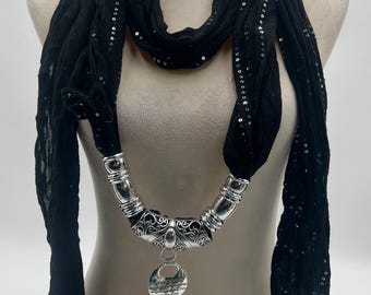 Ebony Prayers - Open No Caps Scarf Necklace