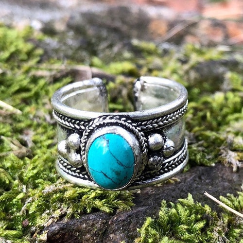 Three Statement Turquoise Rings-Boho Stone-Vintage Jewellery-Tribal Hippy Ring Three Statement Turquoise Rings-Boho Stone-Vintage Jewellery-Tribal Hippy Ring