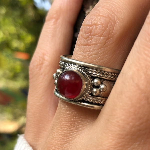 Red Stone Ring - Etsy