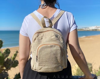 MINI HEMP BACKPACK | Sustainable Hemp | Handmade Travel Bag | Hippie Boho Gifts | Cute mini Summer Bag | Made in Nepal