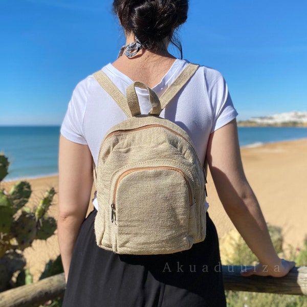 MINI HEMP BACKPACK | Sustainable Hemp | Handmade Travel Bag | Hippie Boho Gifts | Cute mini Summer Bag | Made in Nepal