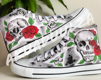 skull and roses converse
