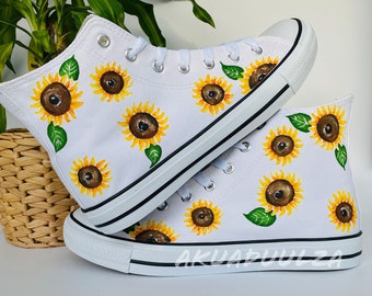 SUNFLOWERS hand-painted shoes / Wildflowers custom trainers / Botanical art / Summer Wedding shoes / Floral illustration / PERSONALISED GIFT