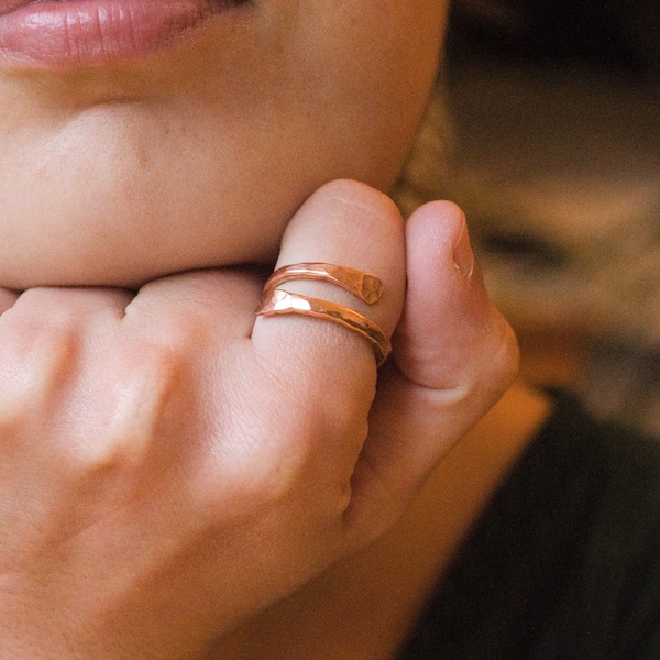 SLIM Copper WRAP RING | Adjustable | Hammered Solid Copper | Handmade in Nepal | Natural healing jewellery | Hippie Boho