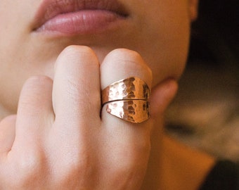 COPPER WRAP RING | Hammered Solid Copper | Made in Nepal | Unisex | Natural healing jewellery | Boho Chic Handmade Jewellery