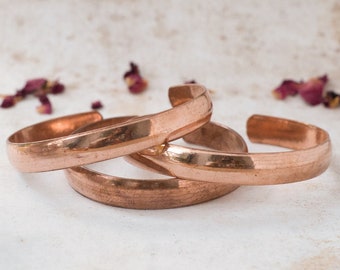 Healing Copper Bracelet - Pure Solid Copper Cuff Bangle - Handmade in Nepal