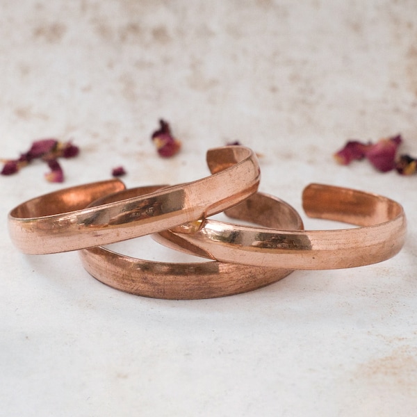 Healing Copper Bracelet - Pure Solid Copper Cuff Bangle - Handmade in Nepal