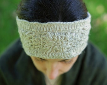 RUSTIC CREAM Knitted headband / Winter ear warmer / Double Layered  Wool fleece handmade  Hippie Headband /  Made in Nepal