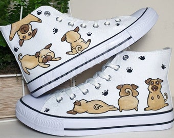 petkanvas Pug Dog Print Mens Casual Sneakers petkanvas Pug Dog Print Mens Casual Sneakers
