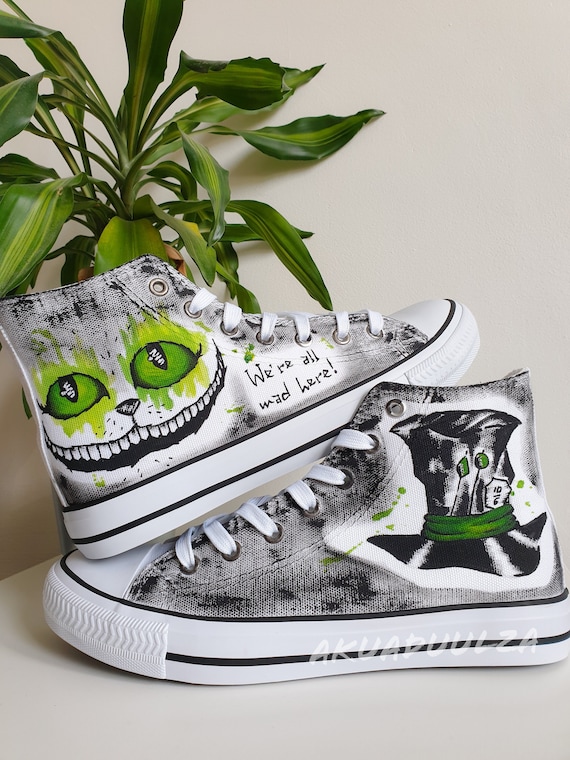 Magnetisch shuttle waterstof Cheshire Cat Hand Painted Shoes / Alice in Wonderland Canvas - Etsy