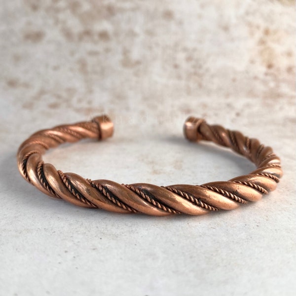 ROUND TWISTED COPPER Armband | Handgefertigt in Nepal | Reines Massives Kupfer | Armreif | Natürlicher Heilschmuck