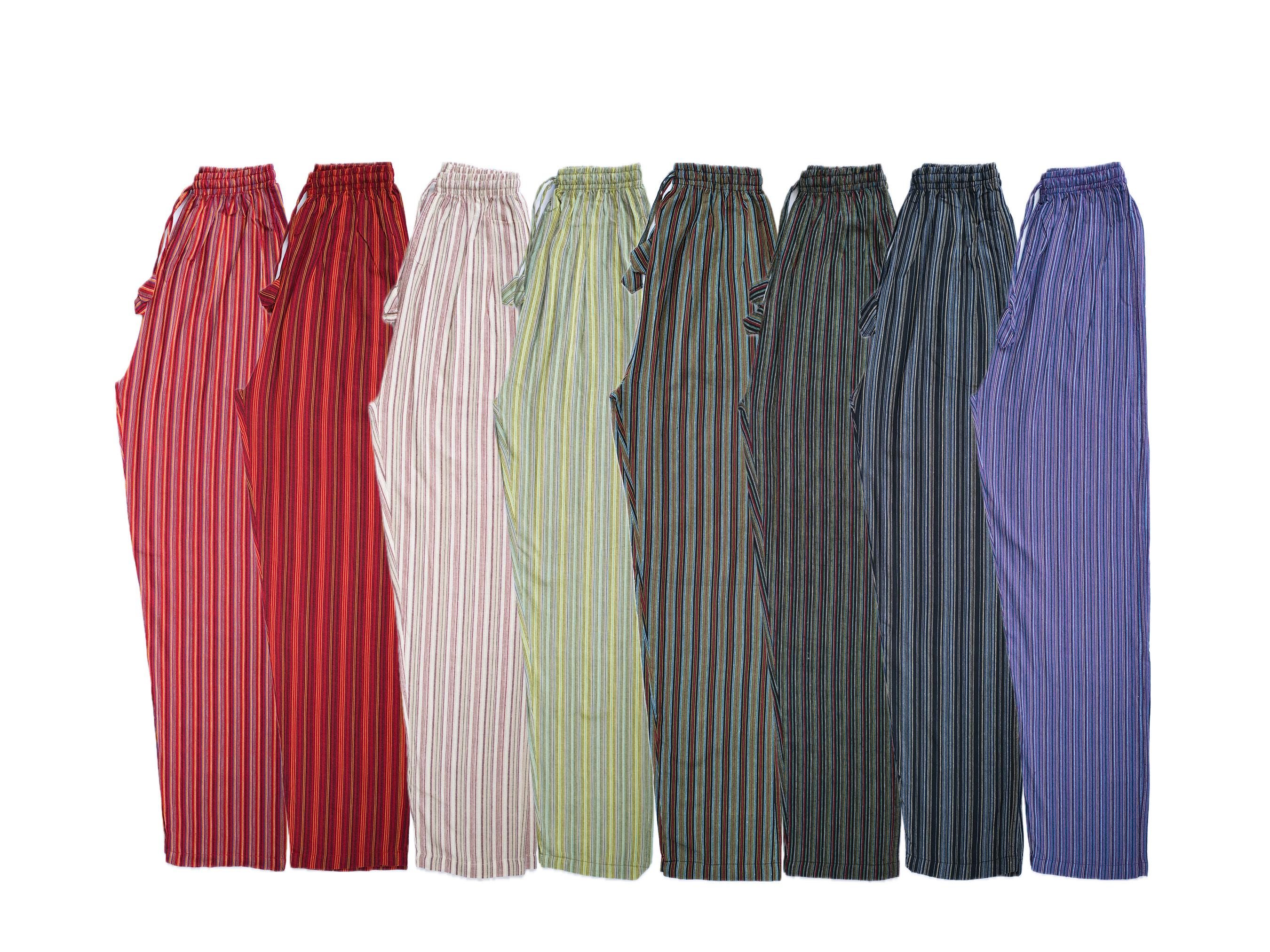 STRIPED FUNKY Trousers Hippie Boho Style One size Cotton Unisex Pants Summer Festival Colourful Trousers from Nepal