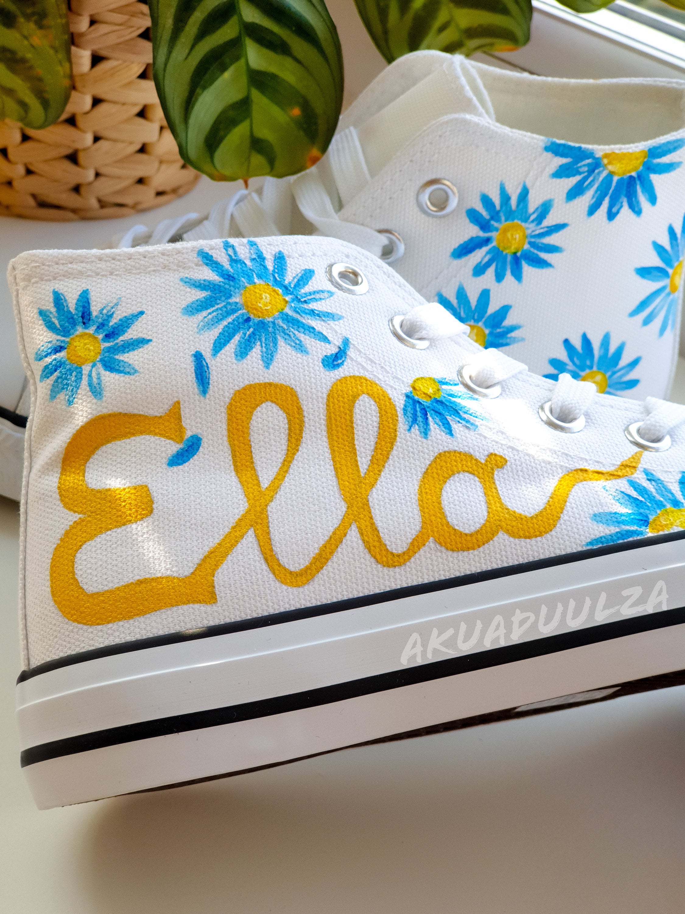 WILDFLOWERS Hand Painted Shoes / Personalised Canvas Trainers