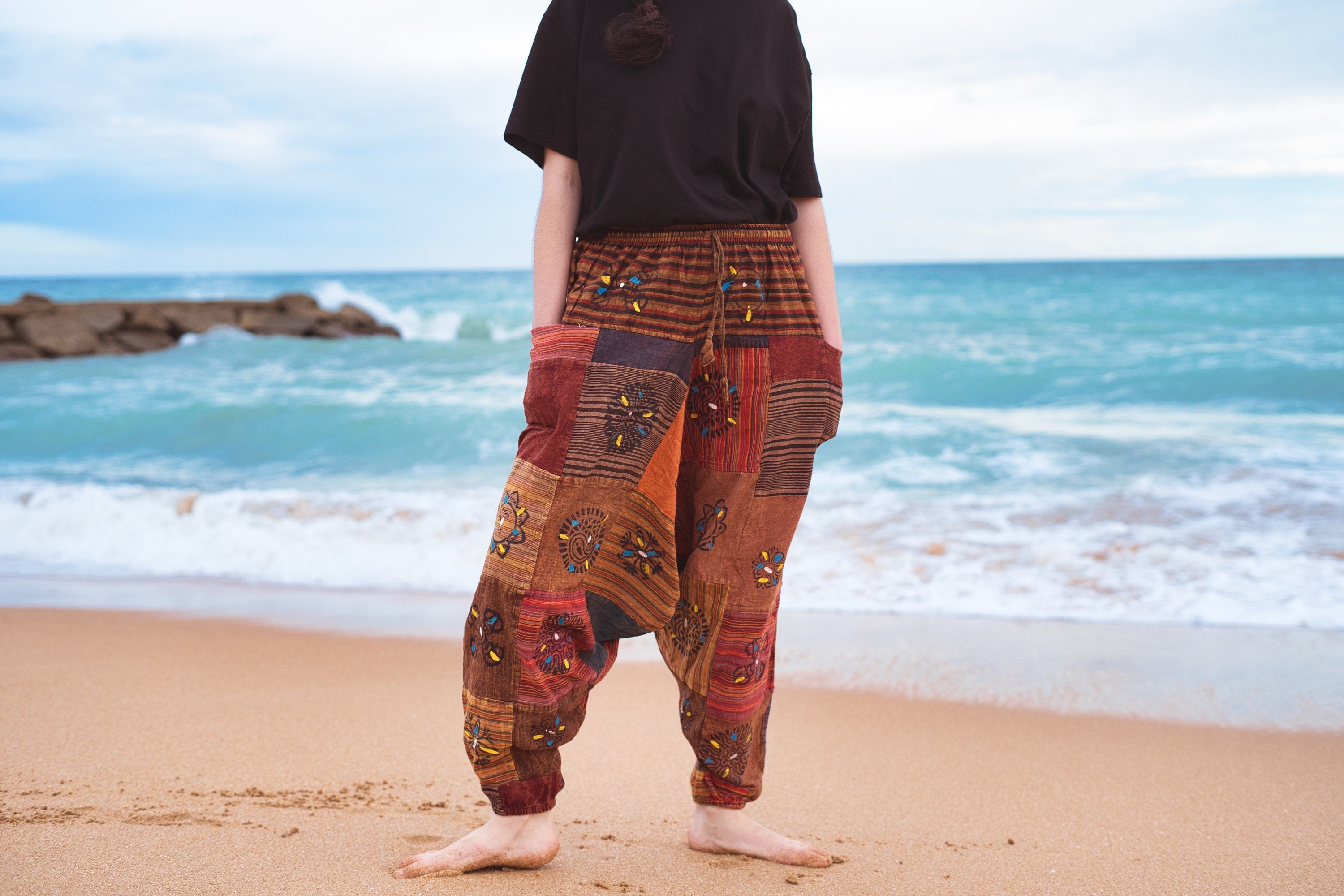 WOMENS 3/4 ALI BABA HAREEM BAGGY PANTS PLUS TROUSERS CROPPED SHORTS UK