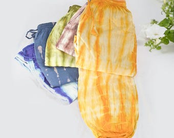 Batikfärgade hippie boho byxor | Tropiska sommarstrandbyxor | Färgglada funky joggingbyxor | Festivalharem | Tillverkad i Nepal