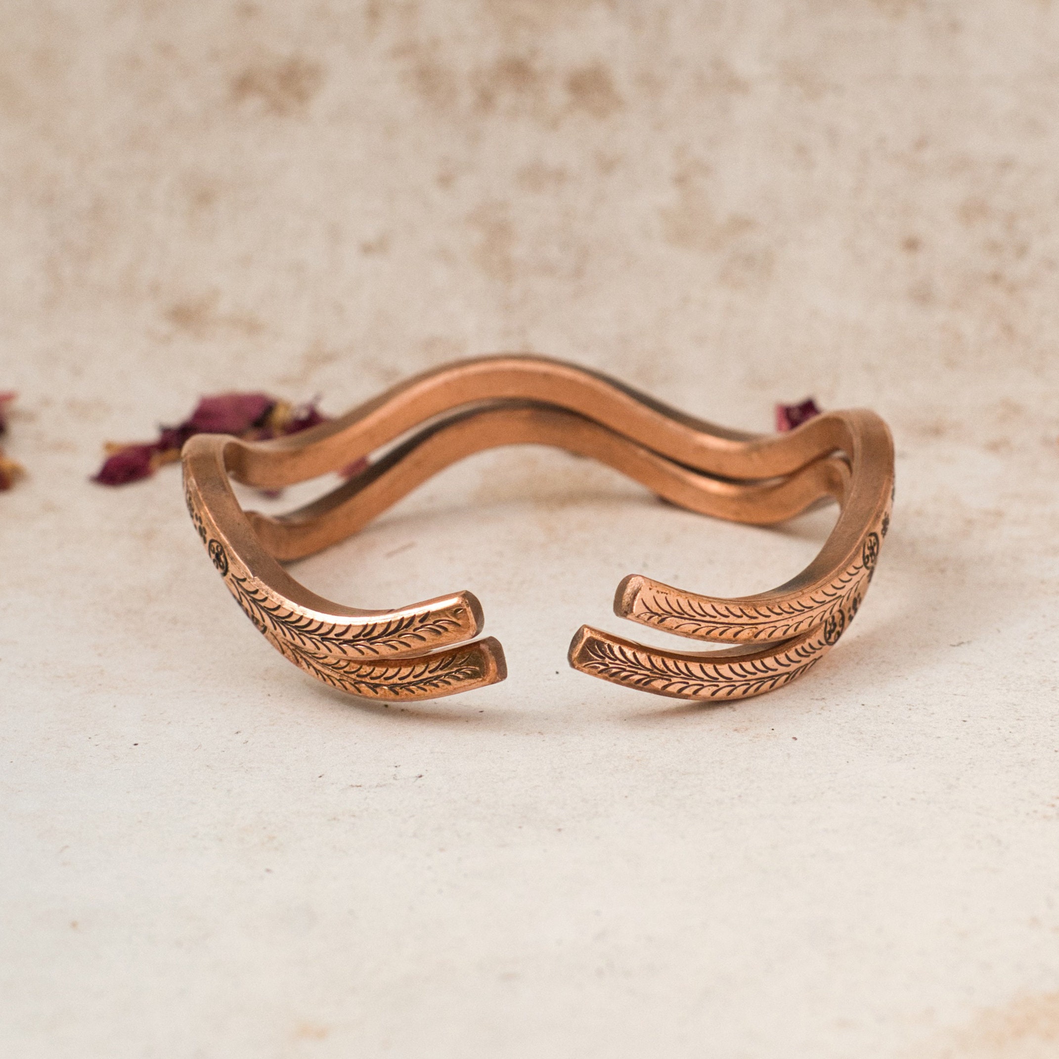 Handcrafted Wave Copper Bracelet Handmade in Nepal Pure Solid Copper Cuff Bangle Copper Healing Bracelet