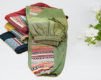 ETNISKA BOHO BYXOR | Tribalmönster | Färgglada funky joggingbyxor | Festivalhippieharem | Tillverkad i Nepal