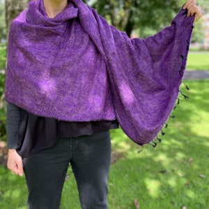 LAVENDER Yak Wool Shawl / Handmade in Nepal / Himalayan Shawl / Large warm scarf / Hippie Boho soft Shawl / Meditation Wrap image 7