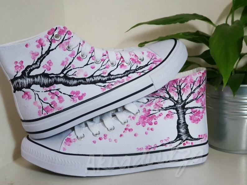 Cherry blossom shoes / Hand Painted Sakura Shoes