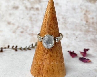 Moonstone Oval Ring / Handmade in Nepal / Hippie Boho Gifts for Her / Nepalese Jewellery / White Crystal ring / bohemian gipsy Ring