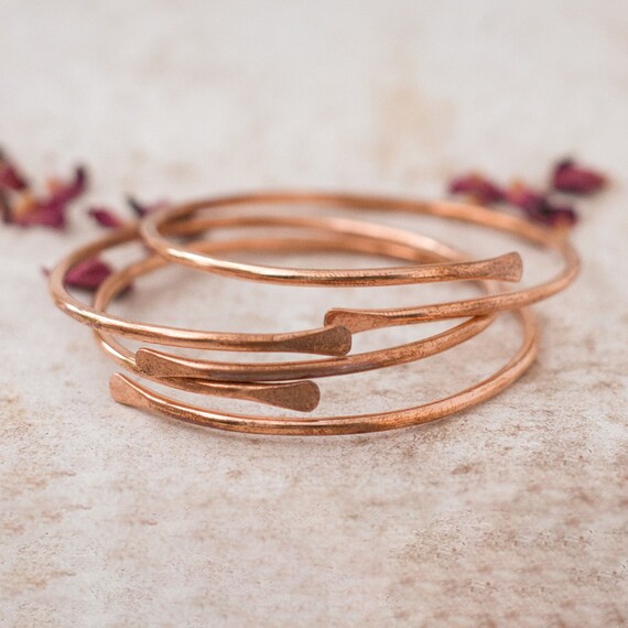 Stacking Copper Thin BRACELETS Pure Solid Copper Handcrafted in