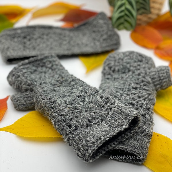 GREY  Knitted Fingerless Gloves / Double Layered wool fleece Cosy gloves  / Hippie Boho winter Accessories / Made in Nepal