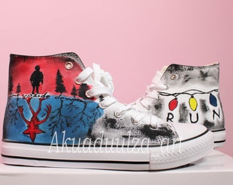 Stranger Things Inspired Hand Painted Shoe / Hand Painted Personalised Unisex Shoes / Upside Down Stranger Things