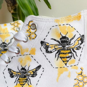 GOLDEN BEE hand painted shoes / Bumble bee personalised canvas Shoes/ Honey bees Customised shoes image 6