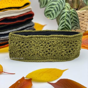 GREEN Wool Knitted headband / Winter cosy ear warmer / Double layered Wool fleece handmade Hippie Headband / Made in Nepal