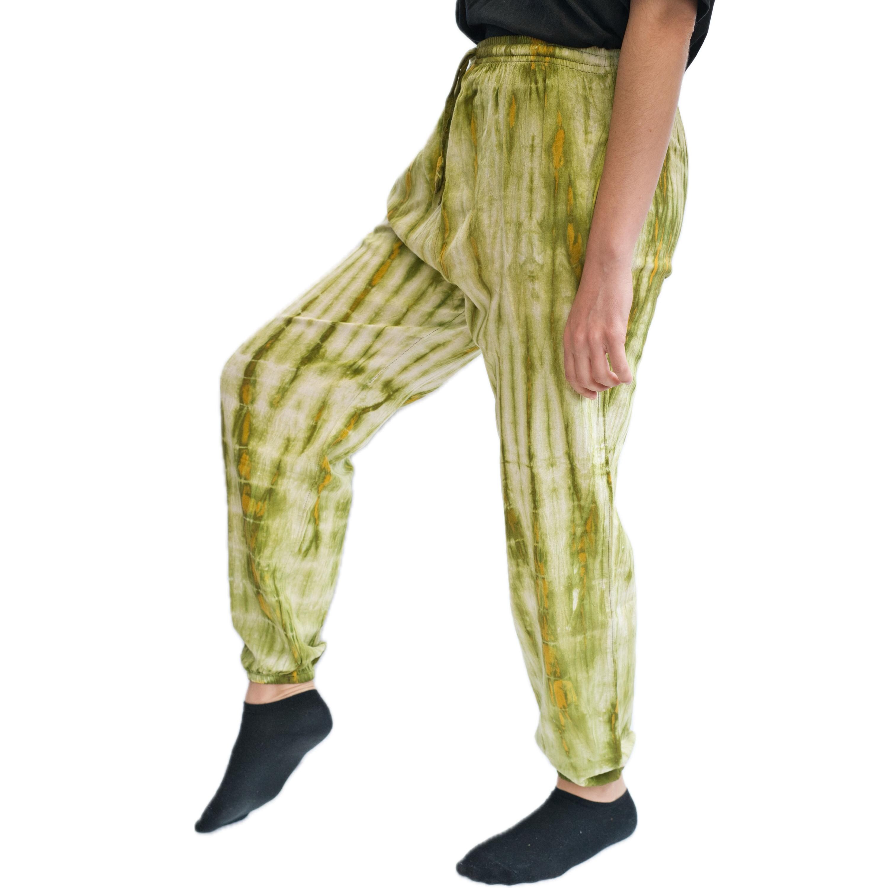 Tie-Dye Striped Cotton Trousers - Hippy Boho Wide-Leg Pants With Drawstring Waist (Unisex)