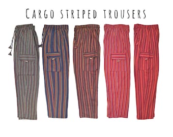 FUNKY CARGO-Hose | Hippie-Boho-Stil | Unisex-Cargohose aus Baumwolle | Sommerfest | Bunte Hosen aus Nepal