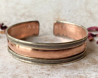 Bracciale Rotondo In Rame Puro Regolabile – Fatto A Mano In Nepal, Stile Hippie Boho Minimalista, Unisex, Con Proprietà Curative - 6