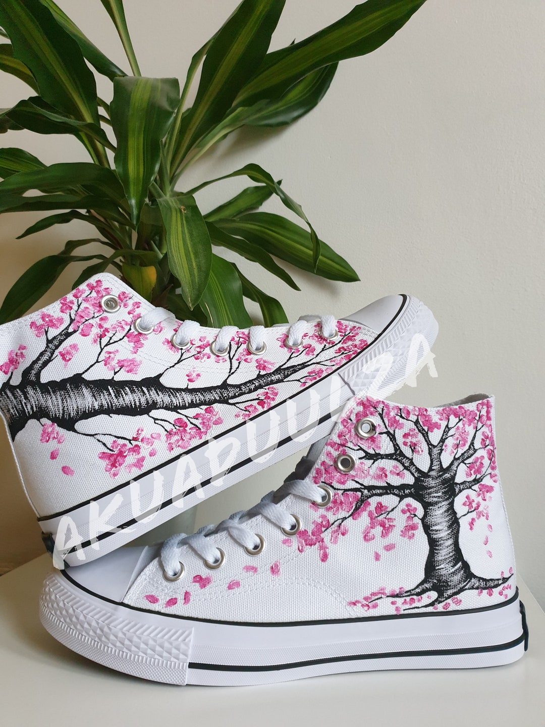 CHERRY BLOSSOM Shoes / Hand Painted Sakura Shoes / Japanese Etsy