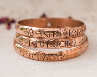 COPPER Bracelet with OM Namah Shivaya Mantra | Healing Copper Bangle | Made in Nepal | Pure Solid Copper Cuff | Tibetan Jewellery