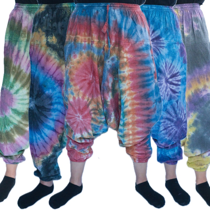 Men's Cotton Charcoal Tie-Dye Hippie Alibaba Baggy Boho festival unisex Harem Pants