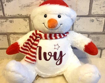 Christmas Snowman Teddy / PJ Case Personalised  #christmas #snowman #gift #personalised